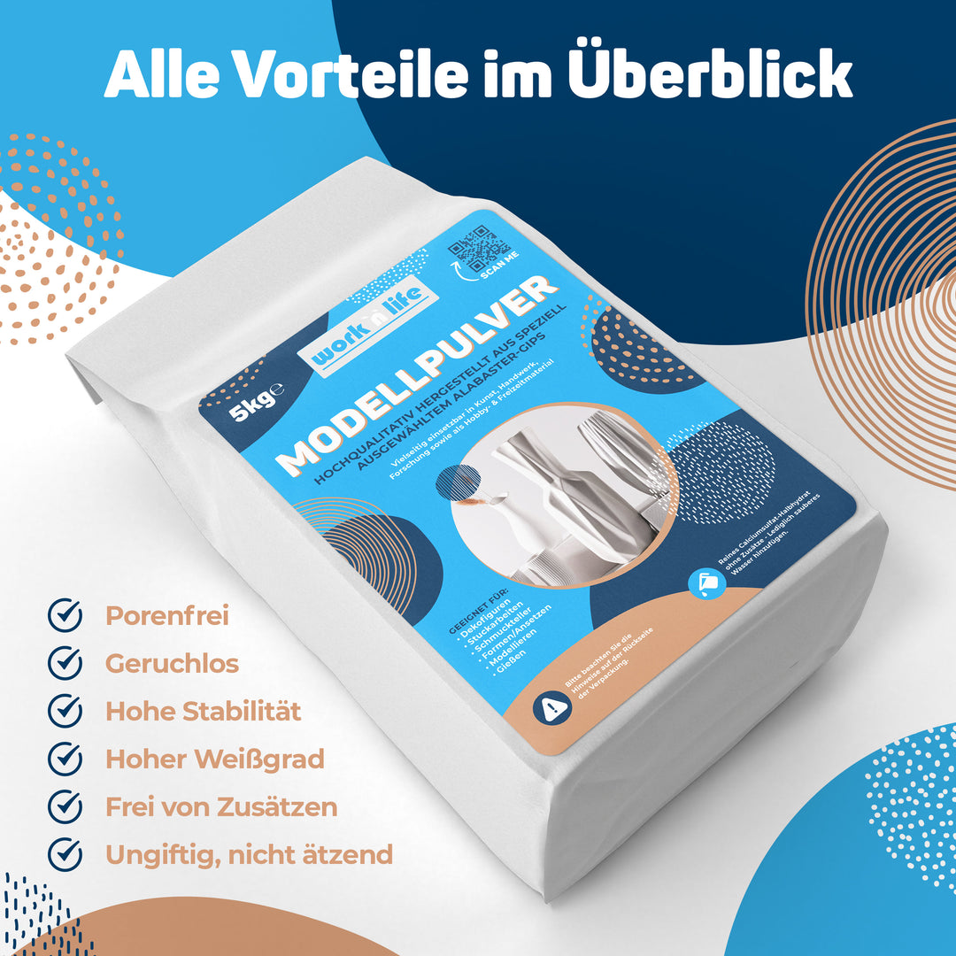 Modellpulver, Premium Gips zum Gießen, Alabastergips