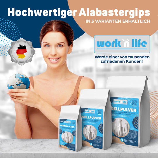Modellpulver, Premium Gips zum Gießen, Alabastergips
