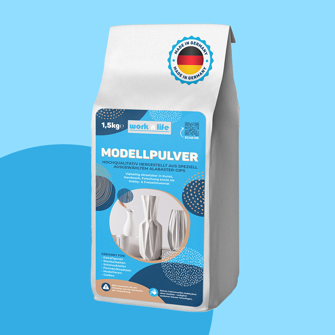 Modellpulver auf einen blauen Hintergrund