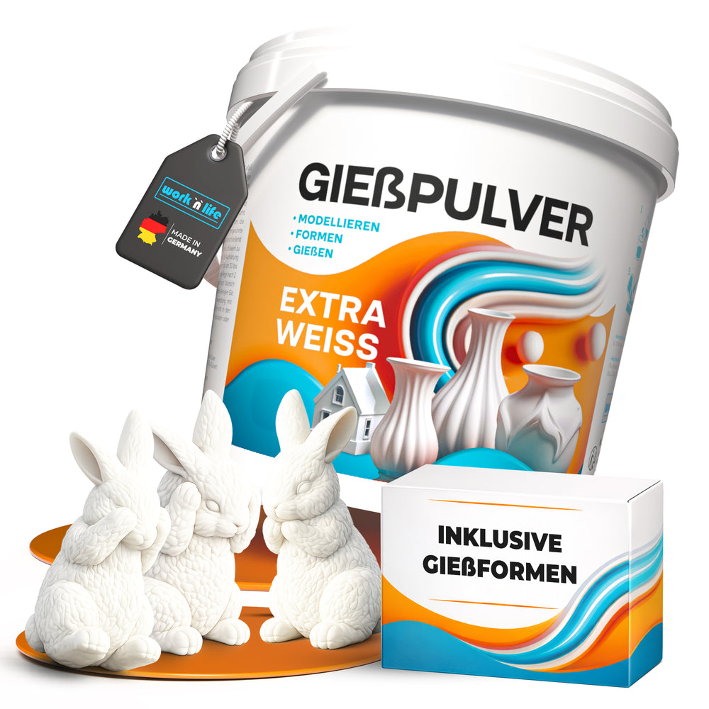 Gießpulver Extra Weiß 3kg im Oster- SET inkl. Silikonformen