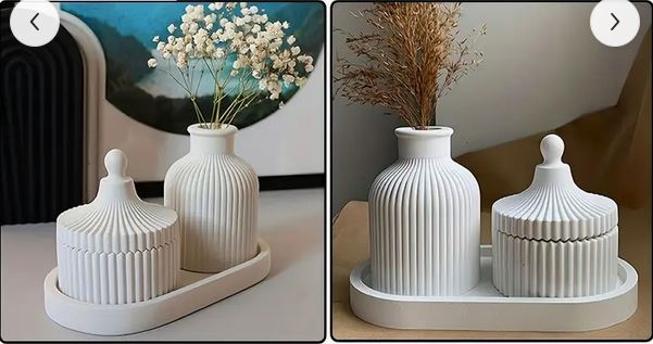 Tablett, Vase, Dose 3er Set