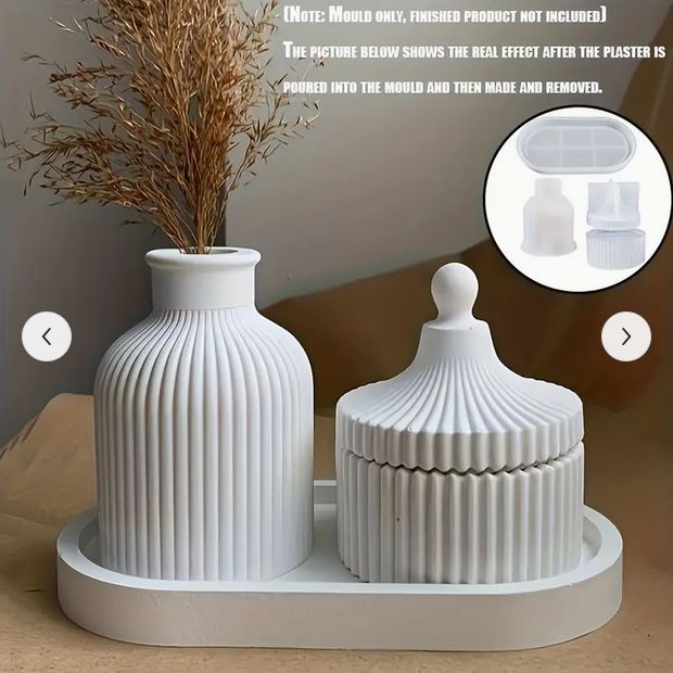 Tablett, Vase, Dose 3er Set