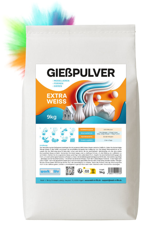 Gießpulver Extra Weiß, Premium Gips zum Gießen
